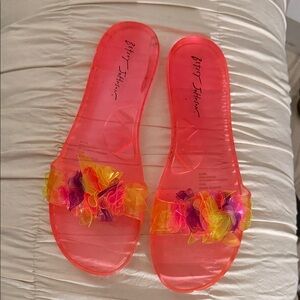 Betsey Johnson Vibrant Jelly Sandals with Colorful Ruffles